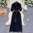 Niche Deign Shirt Dress with Belt