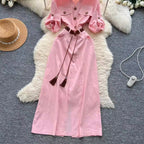 Niche Deign Shirt Dress with Belt