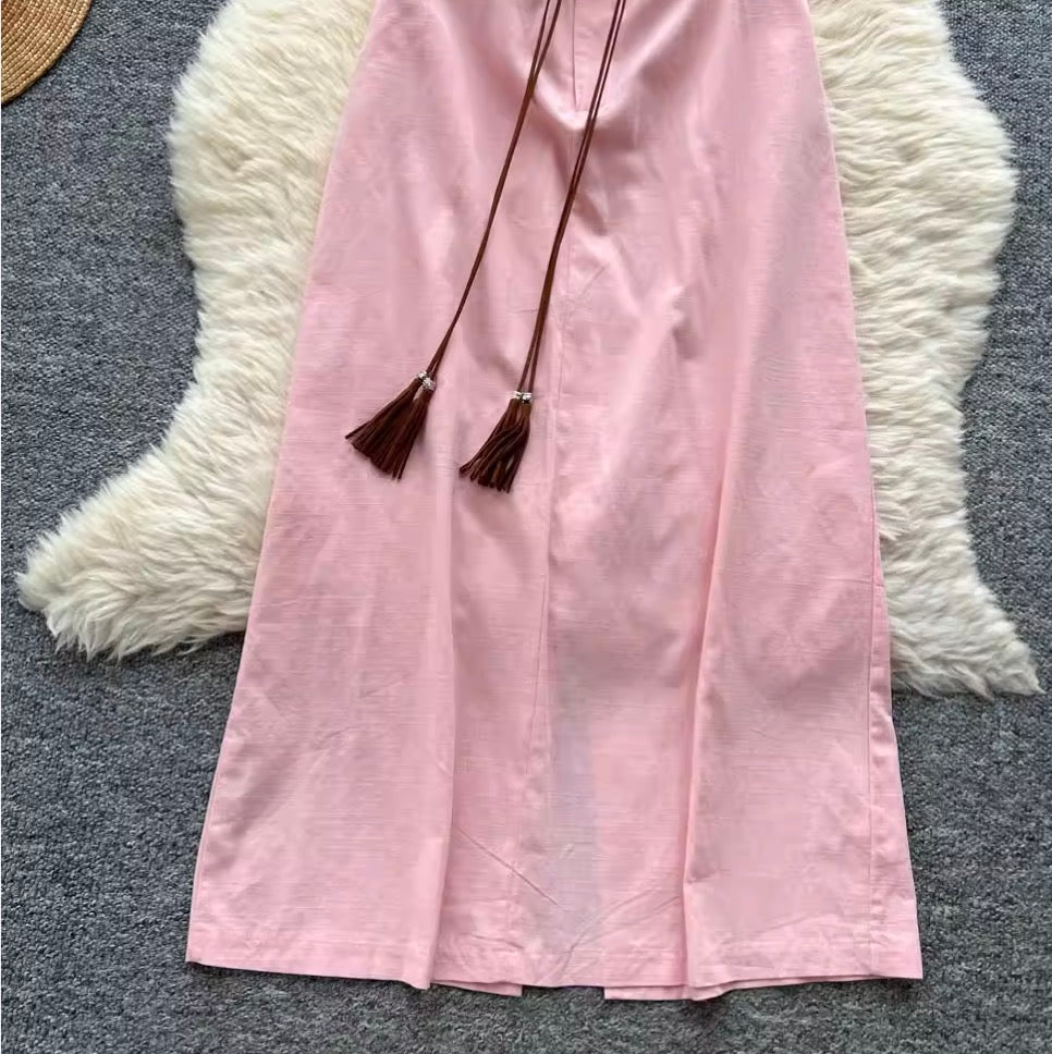 Niche Deign Shirt Dress with Belt