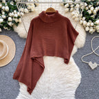 Asymmetric Solid Color Cape Sweater