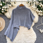 Asymmetric Solid Color Cape Sweater