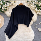 Asymmetric Solid Color Cape Sweater