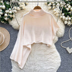 Asymmetric Solid Color Cape Sweater