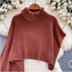 Asymmetric Solid Color Cape Sweater
