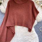 Asymmetric Solid Color Cape Sweater