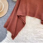Asymmetric Solid Color Cape Sweater