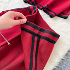 Cardigan & Camisole & Trousers Striped Knit 3Pcs