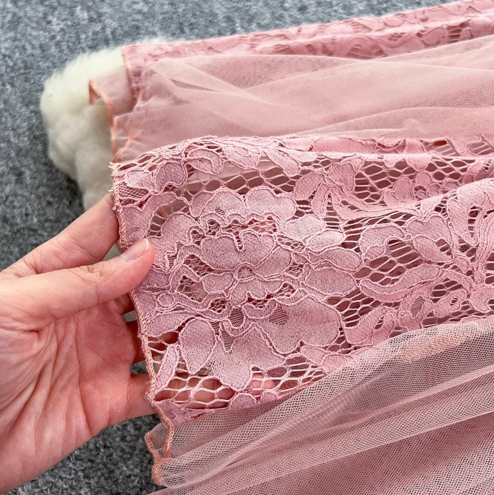 Crochet Lace Patchwork Mesh Dress