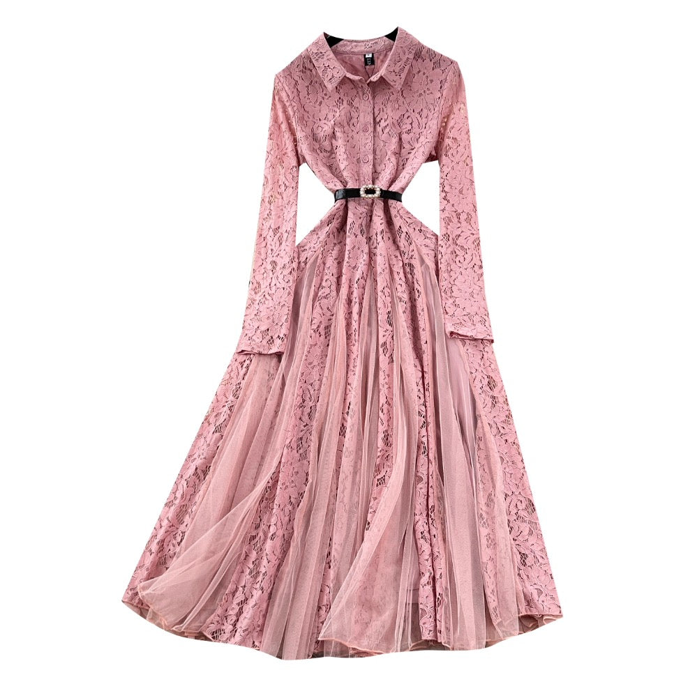 Crochet Lace Patchwork Mesh Dress