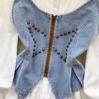 Denim Camisole & White Shirt Dress 2Pcs