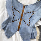 Denim Camisole & White Shirt Dress 2Pcs