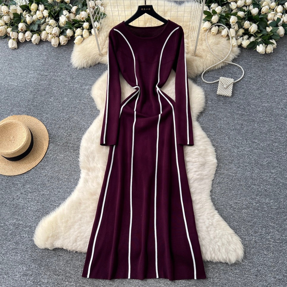 Crew Neck Color-blocking Dress