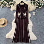 Crew Neck Color-blocking Dress