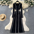 Crew Neck Color-blocking Dress