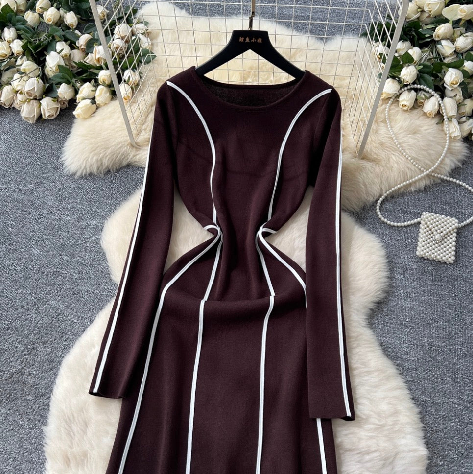 Crew Neck Color-blocking Dress