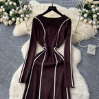 Crew Neck Color-blocking Dress
