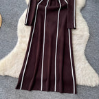 Crew Neck Color-blocking Dress