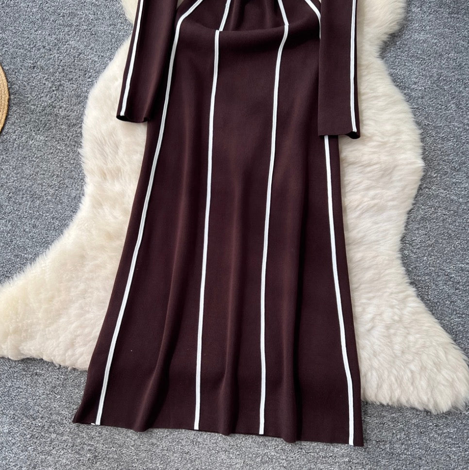 Crew Neck Color-blocking Dress