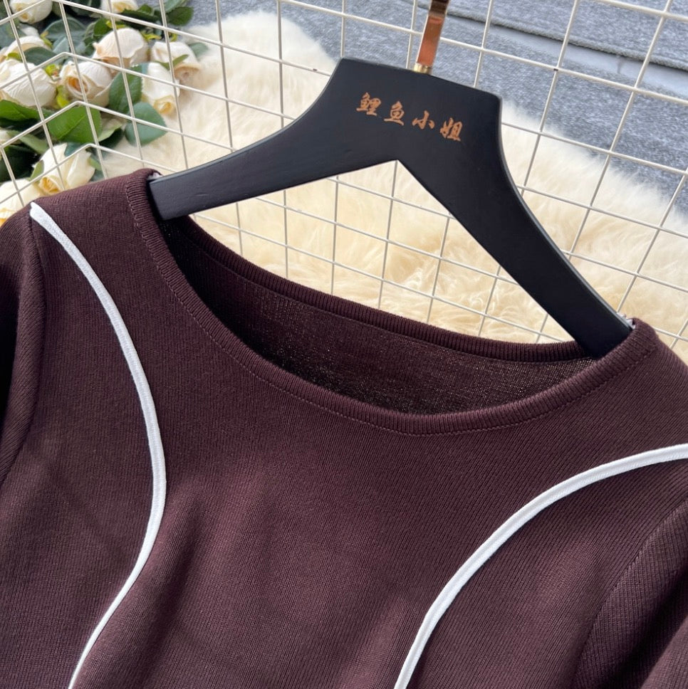 Crew Neck Color-blocking Dress