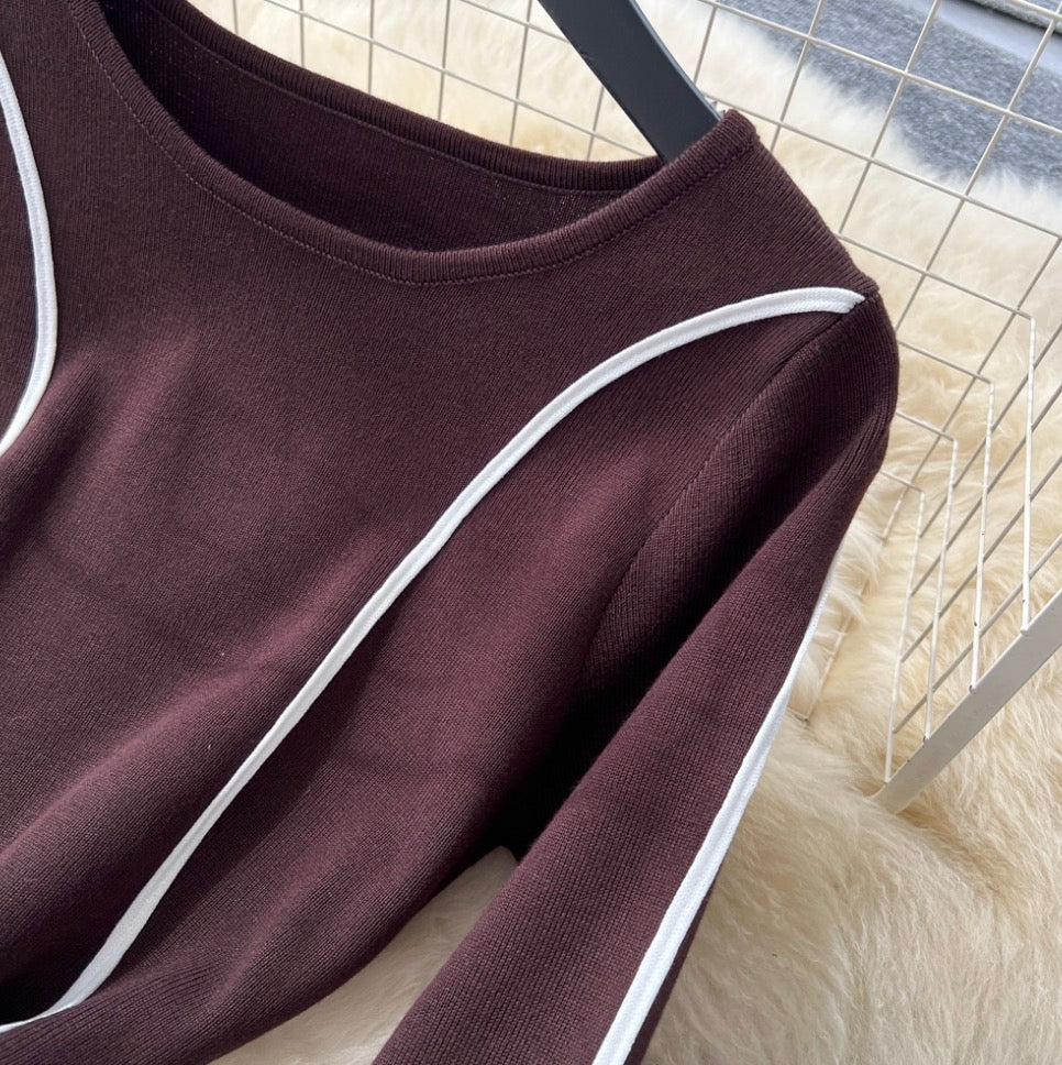 Crew Neck Color-blocking Dress
