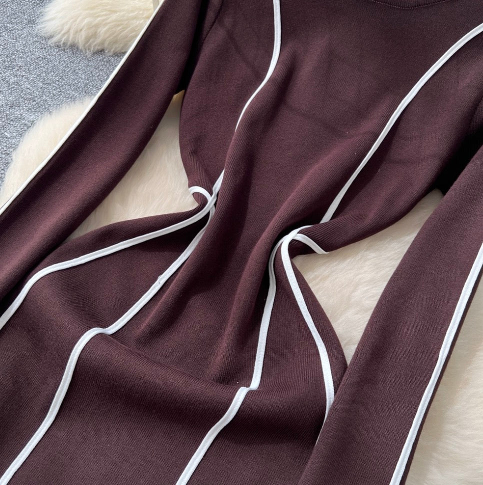 Crew Neck Color-blocking Dress