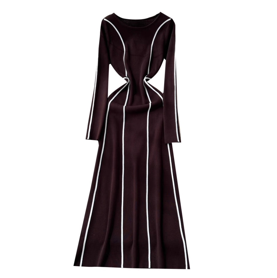 Crew Neck Color-blocking Dress