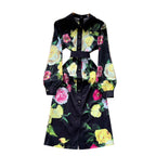 Color Floral Print Black Shirt Dress