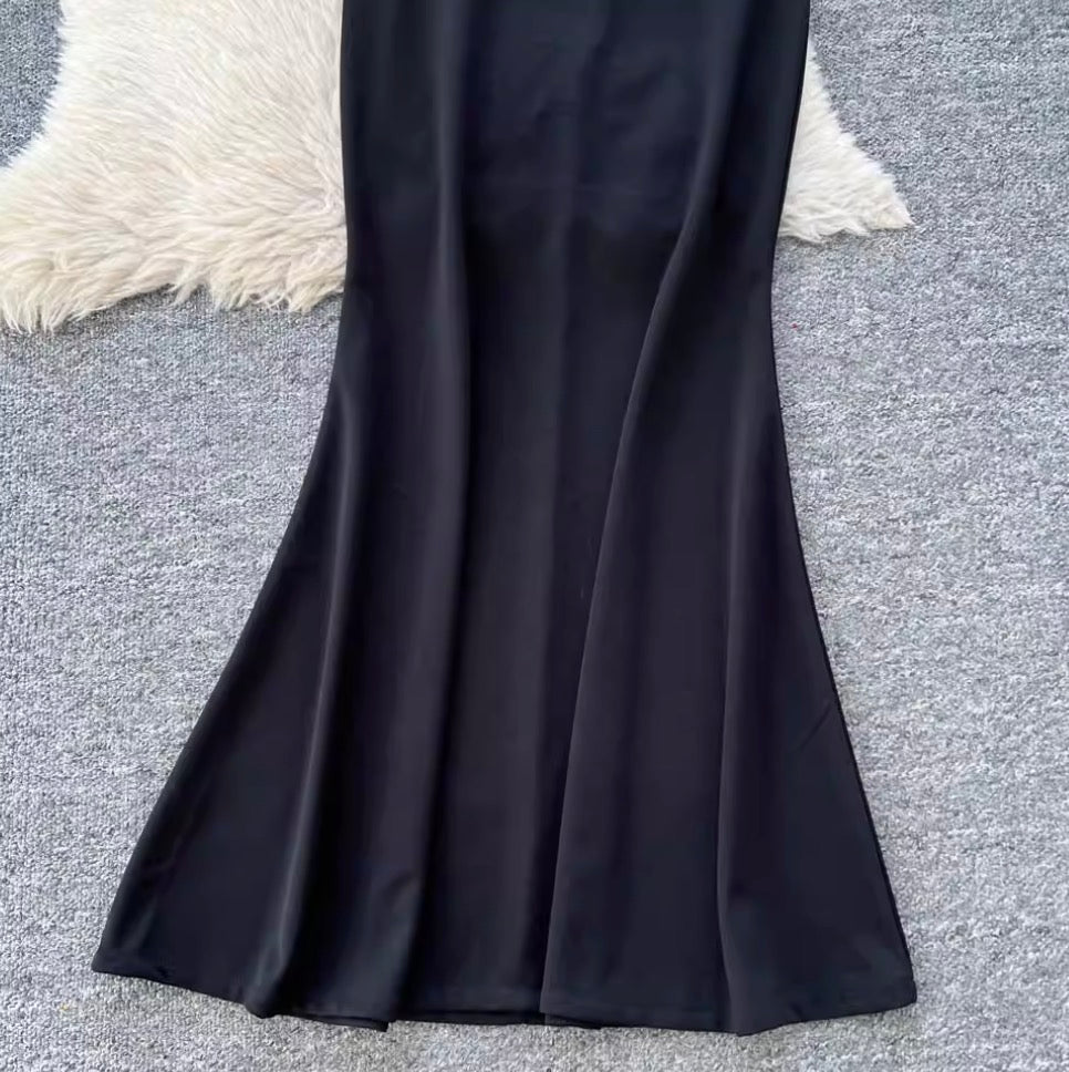 Beaded T-shirt & Hip-wrapping Skirt 2Pcs