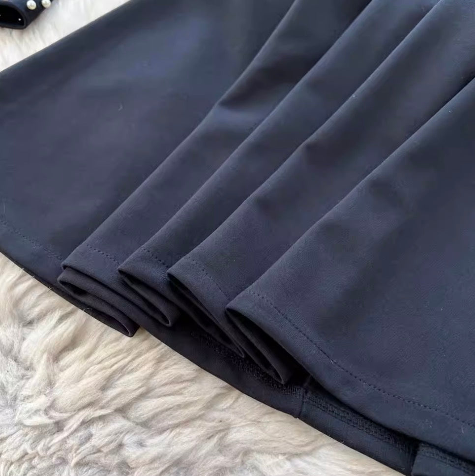 Beaded T-shirt & Hip-wrapping Skirt 2Pcs
