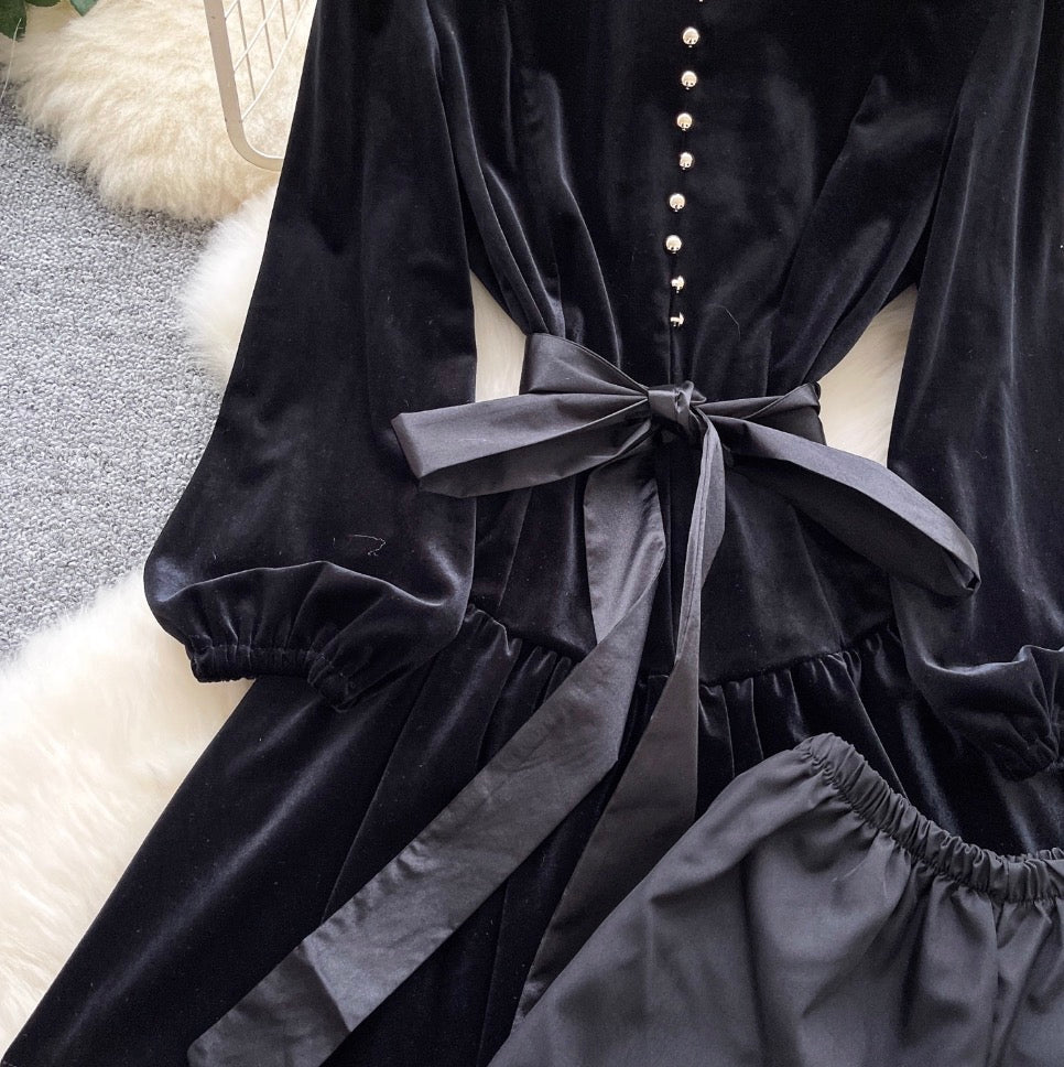 Beaded Suede Dress & Shorts 2Pcs