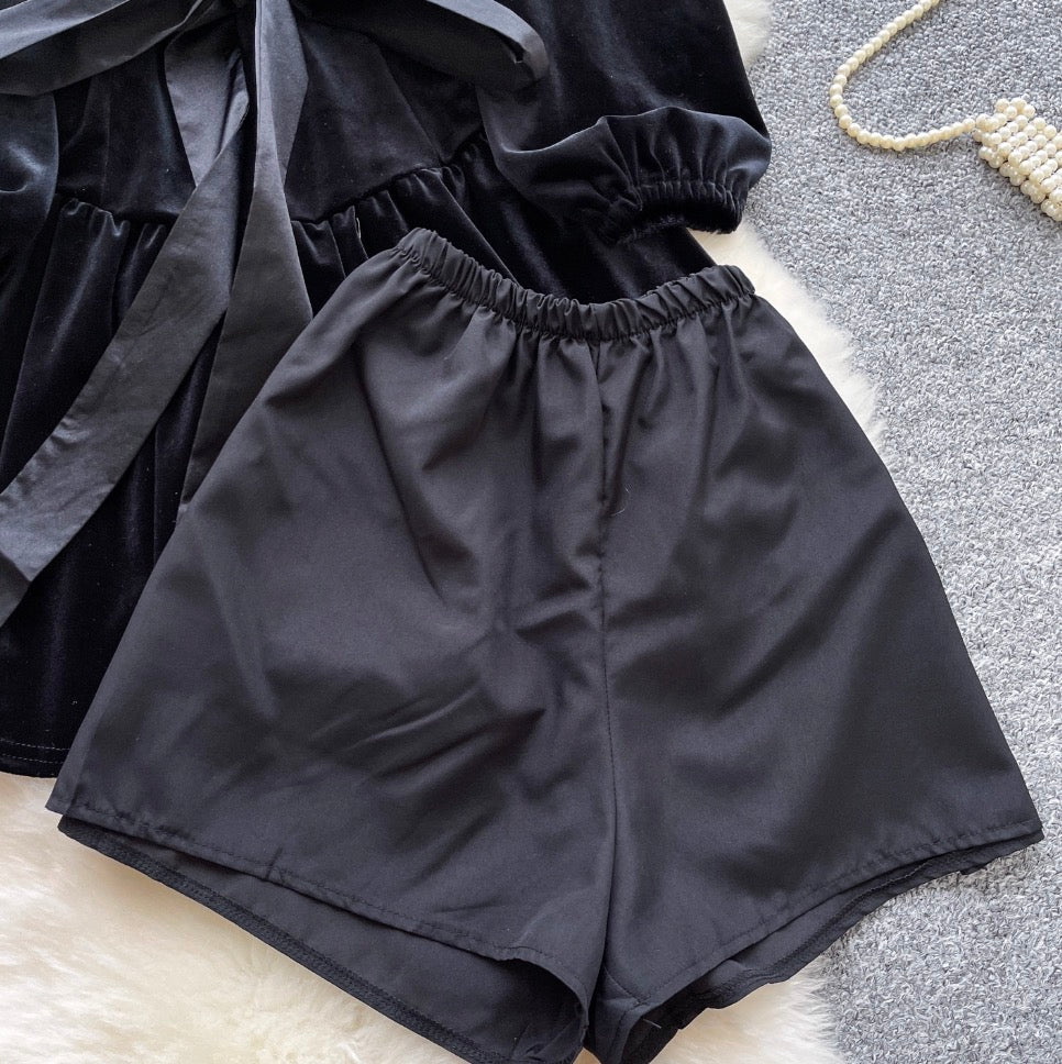 Beaded Suede Dress & Shorts 2Pcs