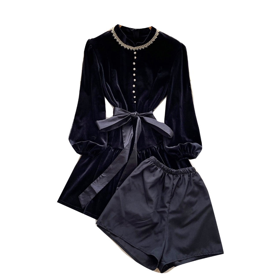 Beaded Suede Dress & Shorts 2Pcs