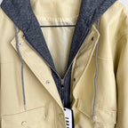 Faux Two-pieces Patchwork Hooded Jacket