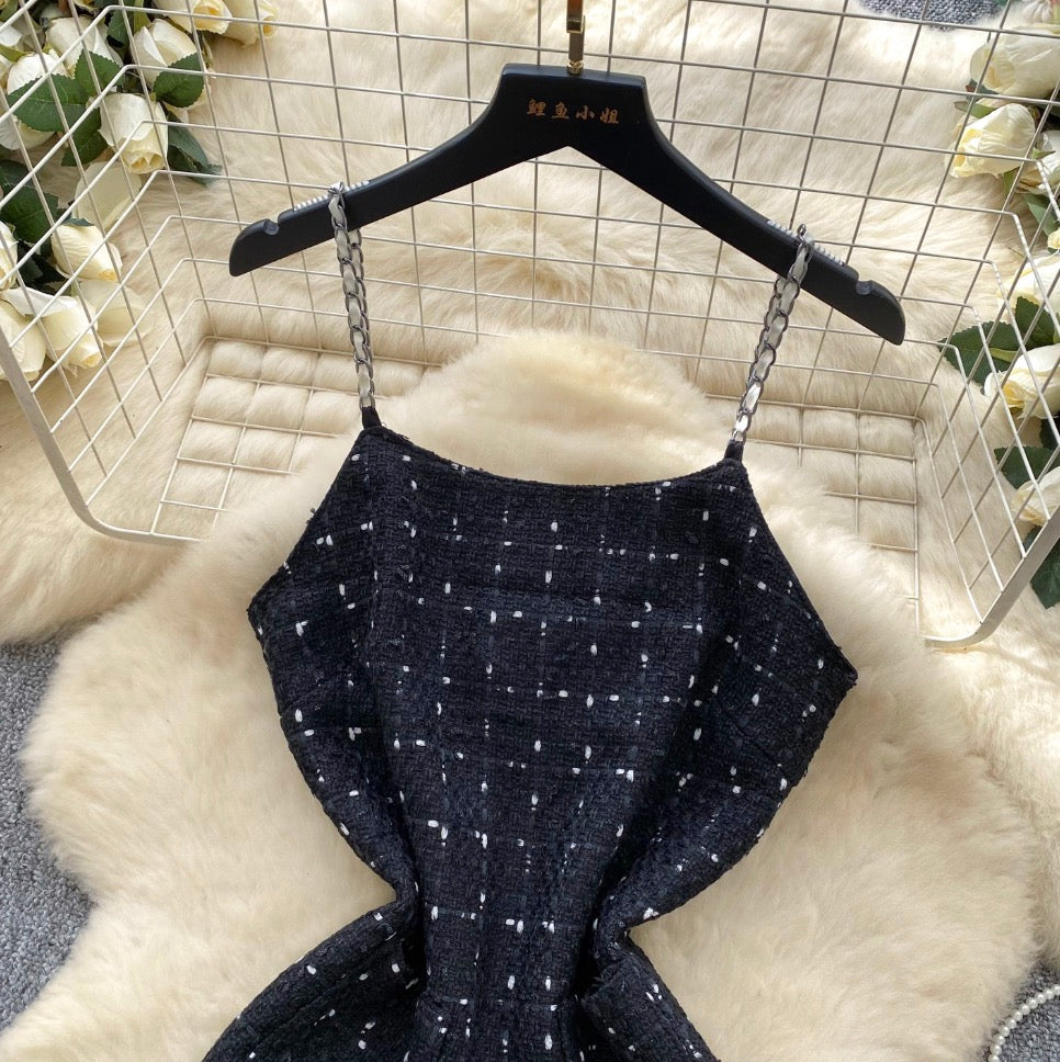 Mesh Patchwork Slip Dress & Sweater 2Pcs