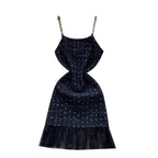 Mesh Patchwork Slip Dress & Sweater 2Pcs