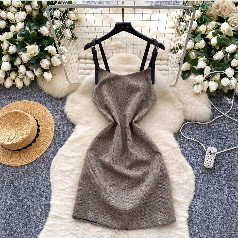 Apricot Slip Dress & Sweater 2Pcs