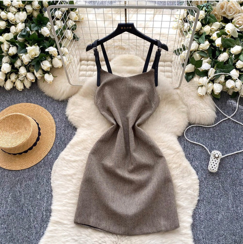 Apricot Slip Dress & Sweater 2Pcs