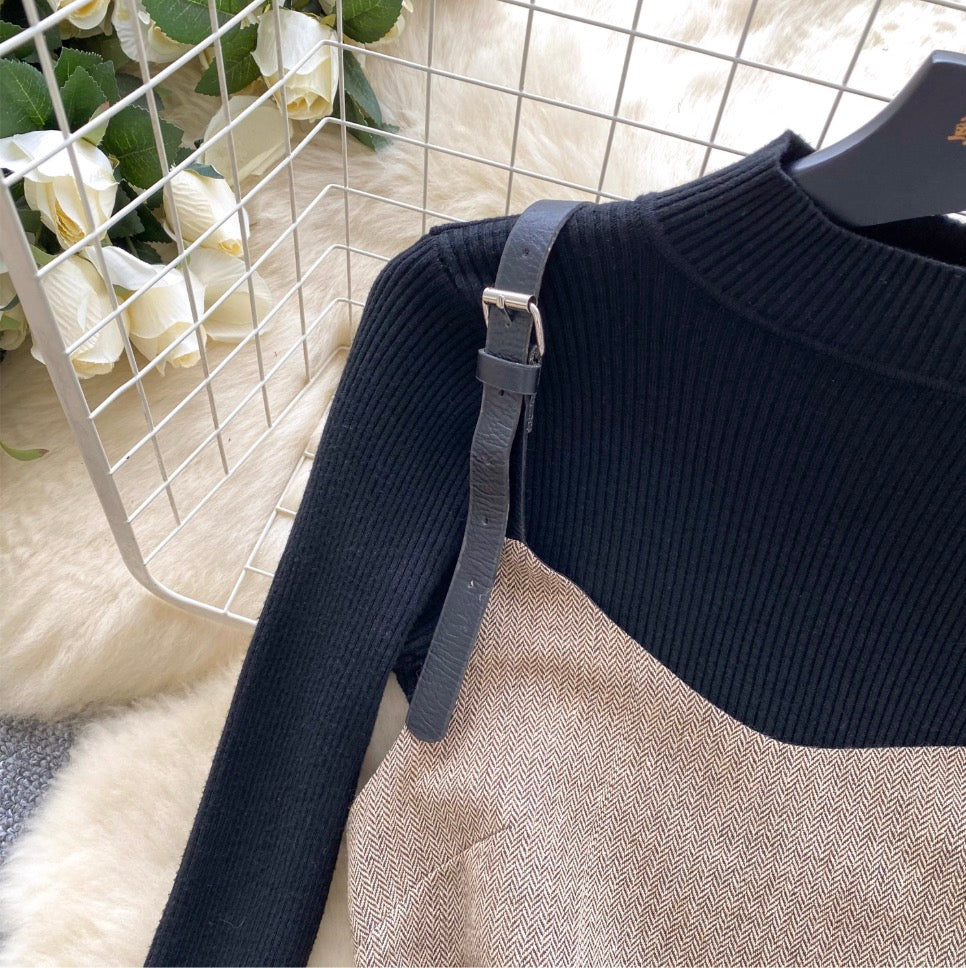 Apricot Slip Dress & Sweater 2Pcs
