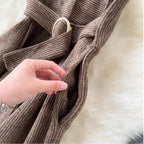 Buckled Tweed Coffee Wide-leg Jumpsuit