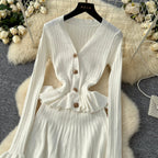 Vintage V-neck Beaded Knit Dress