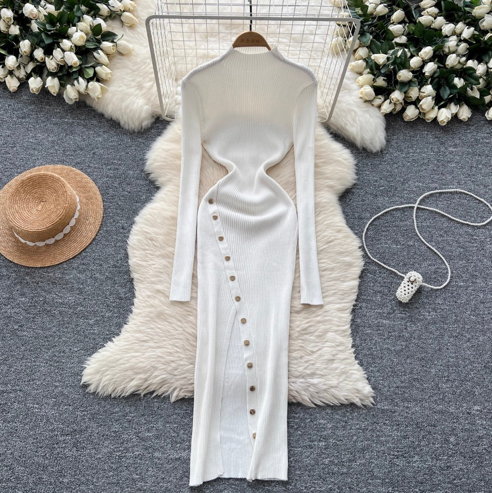 Vintage Turtleneck Studded Knit Dress