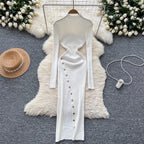 Vintage Turtleneck Studded Knit Dress