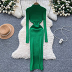 Vintage Turtleneck Studded Knit Dress