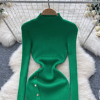 Vintage Turtleneck Studded Knit Dress
