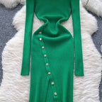 Vintage Turtleneck Studded Knit Dress