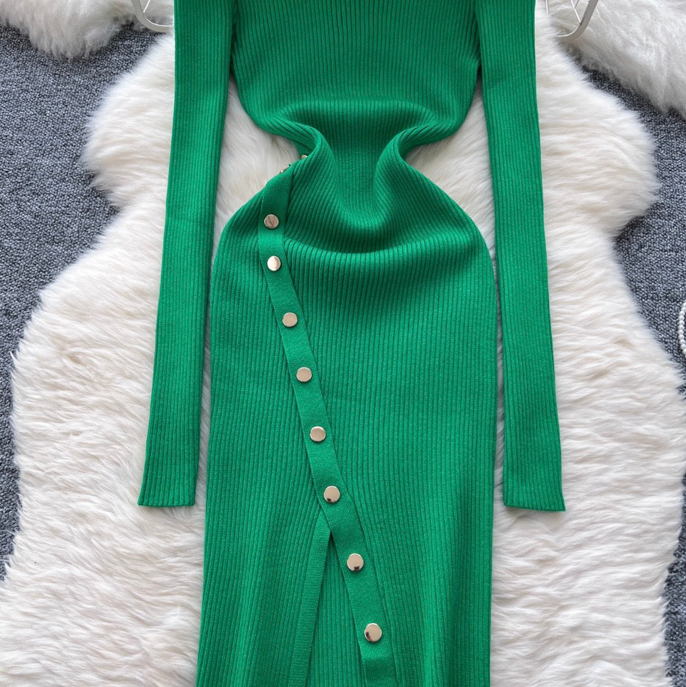 Vintage Turtleneck Studded Knit Dress