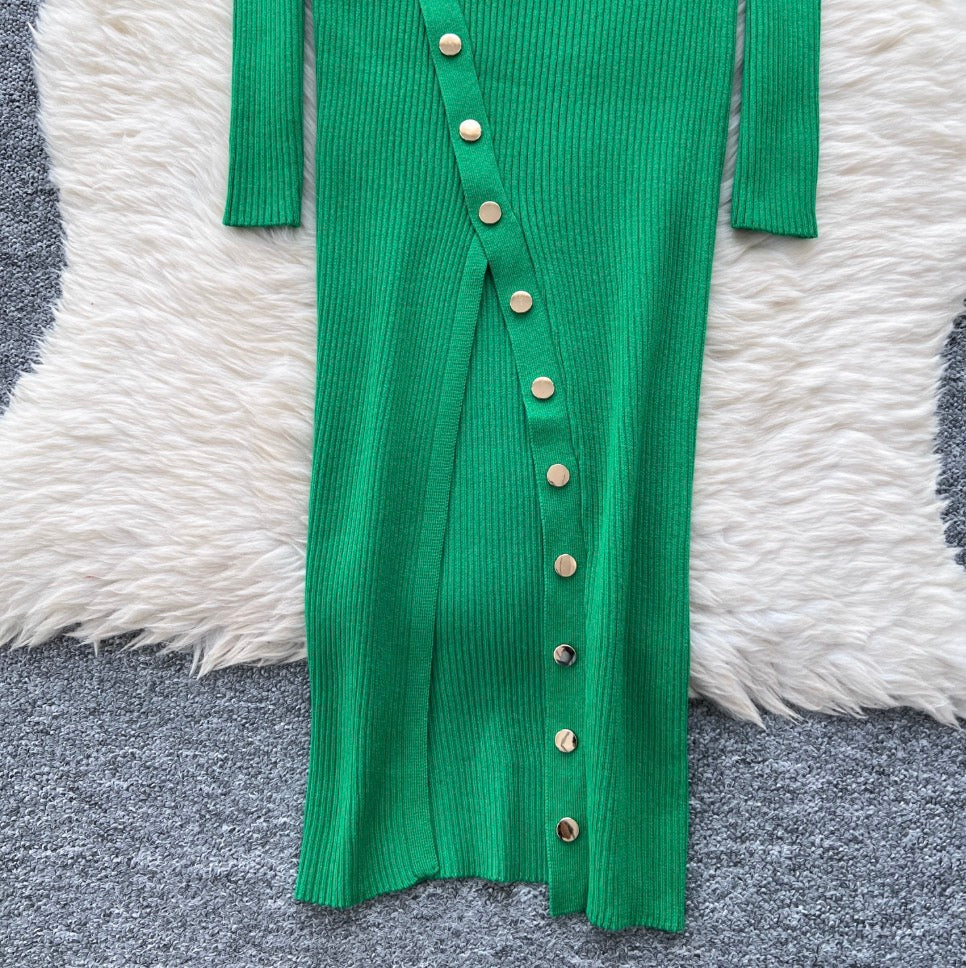 Vintage Turtleneck Studded Knit Dress