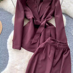 Suit-collar Blazer & Trousers OL 2Pcs