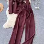 Suit-collar Blazer & Trousers OL 2Pcs