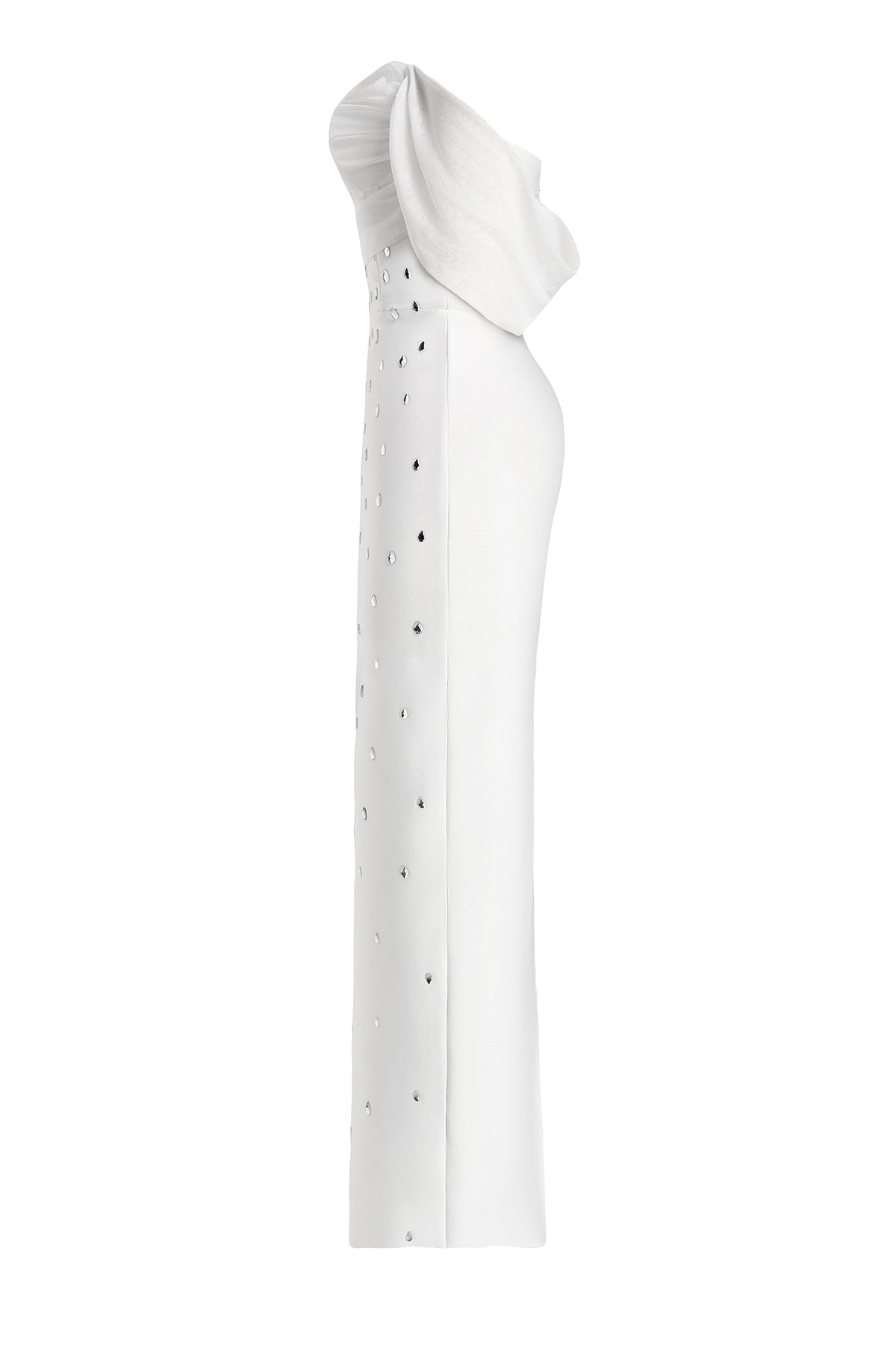 Bandage Rhinestone Off-Shoulder Midi Dress